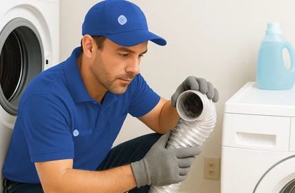A tech checks a dryer vent