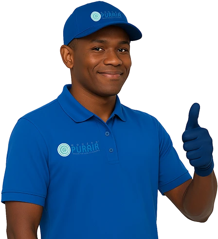 A tech showing a thumbs up